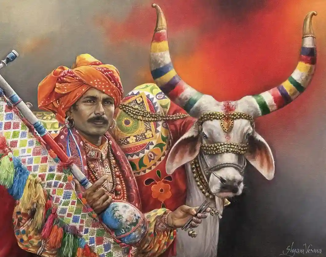Ankole Nandi, Oil Painting, Realistic, Nature, Religious, Wall decor, Artwork, Handpainted, Art, Painting, VistaPallette